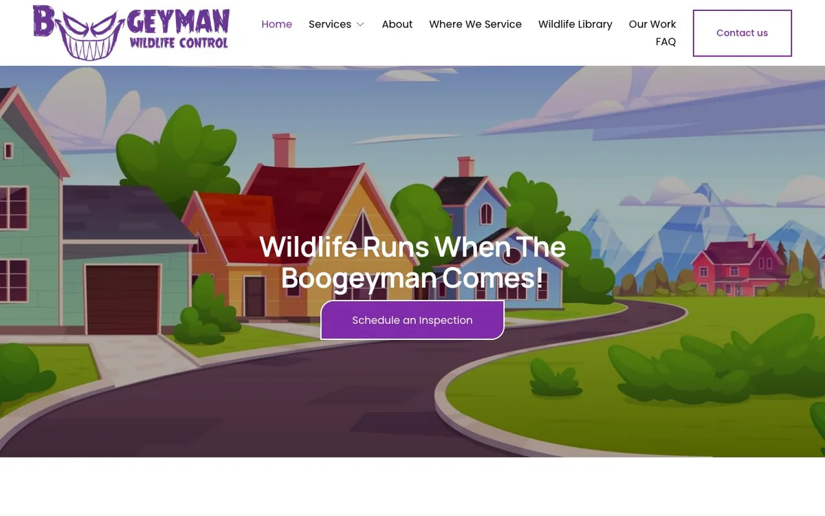 Boogeyman Wildlife Control website screenshot